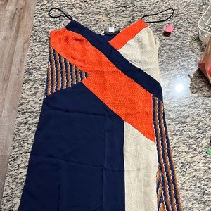 Diane Von Furstenburg navy strappy dress. High slit.